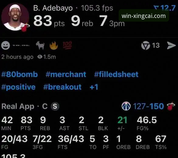 阿德巴约83分神迹详解：一次体育数据盛宴的沉浸体验